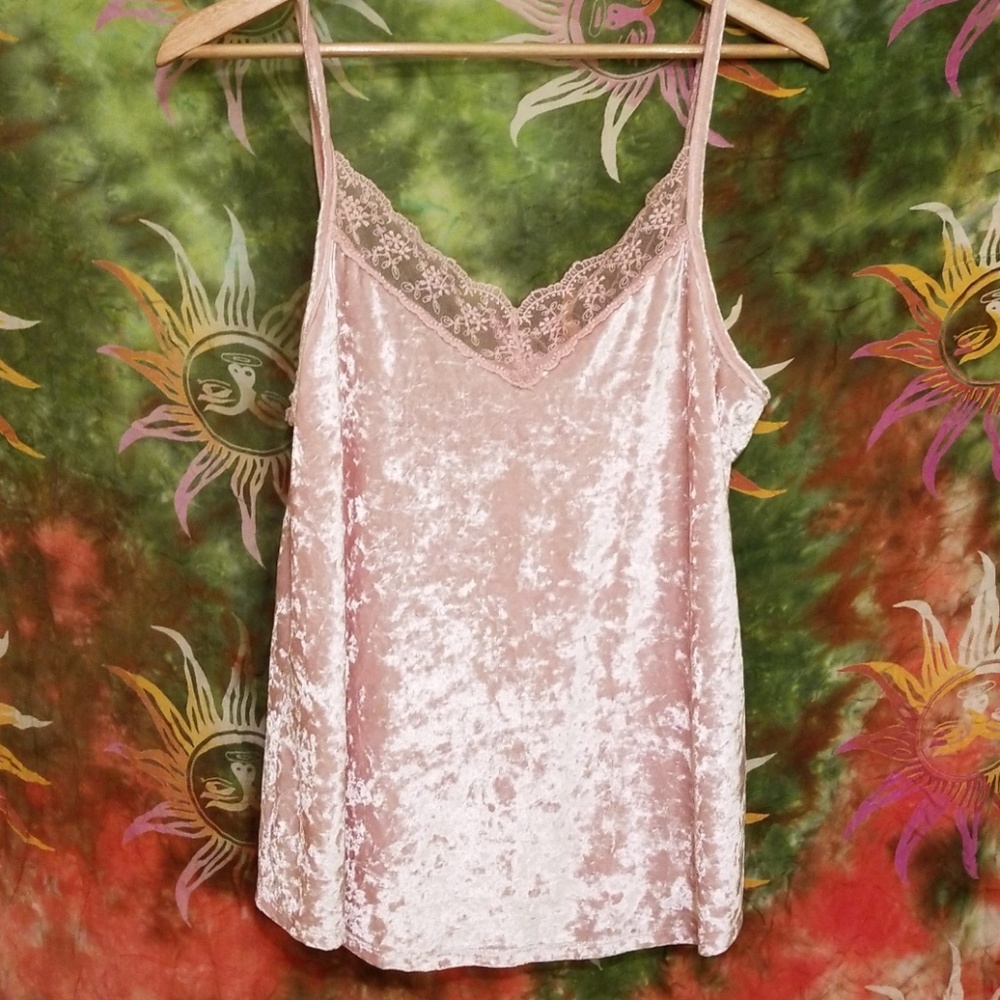 Pink velvet tank top